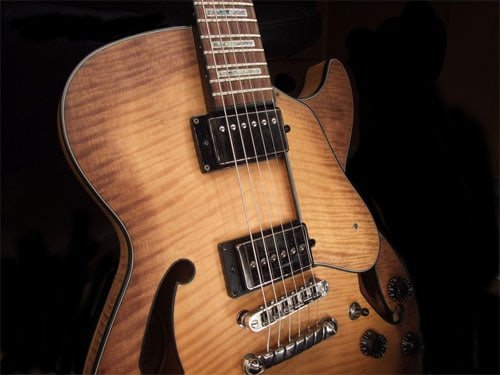 LP body shape with slightly arched top and distinctive f-holes